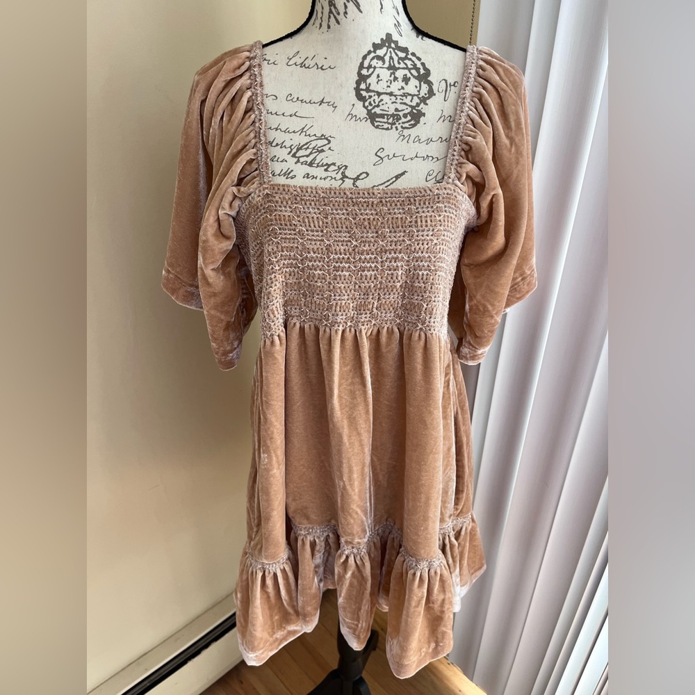 Free People Dried Currant Velvet Easy To Love Mini Dress Size M
